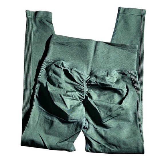 Halara Seamless Flow High Waisted Butt Lifting Leggings Sz Small 7/8 Length Gree - Picture 5 of 11